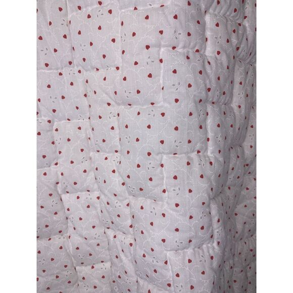 Vintage Baby Bed Patchwork Quilt Hearts Hand Made Ditzy Floral Eyelet Blue Pink‎